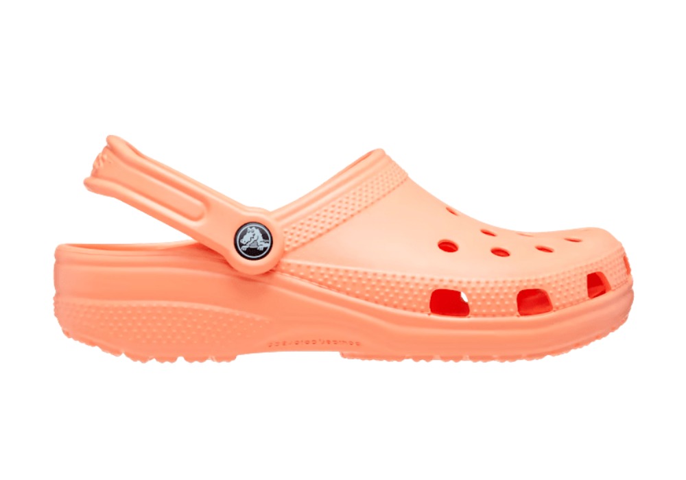 Side view of Crocs Classic Clog showing the elevated toe area of the shoe and it